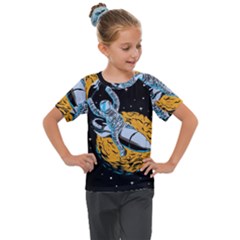 Astronaut Planet Space Science Kids  Mesh Piece Tee