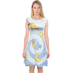 Science Fiction Outer Space Capsleeve Midi Dress by Wegoenart