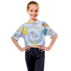 Science Fiction Outer Space Kids Mock Neck Tee