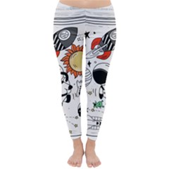 Astronaut Drawing Planet Classic Winter Leggings by Wegoenart