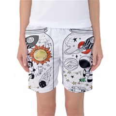 Astronaut Drawing Planet Women s Basketball Shorts by Wegoenart