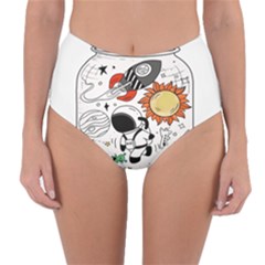 Astronaut Drawing Planet Reversible High-waist Bikini Bottoms by Wegoenart