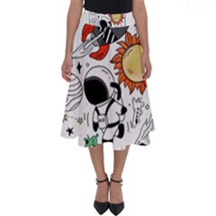 Astronaut Drawing Planet Perfect Length Midi Skirt by Wegoenart