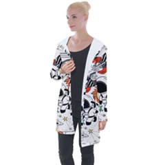 Astronaut Drawing Planet Longline Hooded Cardigan by Wegoenart