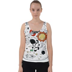 Astronaut Drawing Planet Velvet Tank Top by Wegoenart