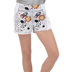 Astronaut Drawing Planet Velour Lounge Shorts by Wegoenart