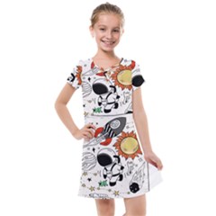 Astronaut Drawing Planet Kids  Cross Web Dress by Wegoenart