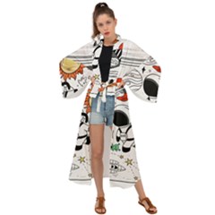 Astronaut Drawing Planet Maxi Kimono by Wegoenart