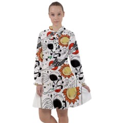 Astronaut Drawing Planet All Frills Chiffon Dress