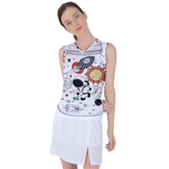 Astronaut Drawing Planet Women s Sleeveless Sports Top