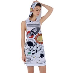 Astronaut Drawing Planet Racer Back Hoodie Dress by Wegoenart