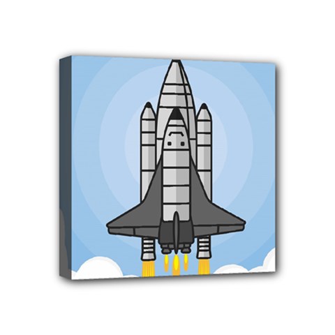 Rocket Shuttle Spaceship Science Mini Canvas 4  X 4  (stretched) by Wegoenart