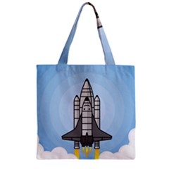 Rocket Shuttle Spaceship Science Zipper Grocery Tote Bag by Wegoenart