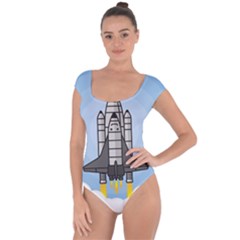 Rocket Shuttle Spaceship Science Short Sleeve Leotard  by Wegoenart