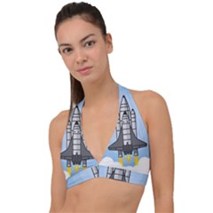 Rocket Shuttle Spaceship Science Halter Plunge Bikini Top by Wegoenart