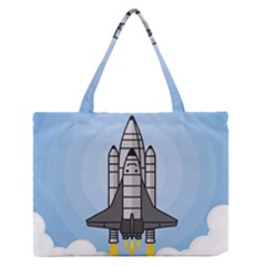 Rocket Shuttle Spaceship Science Zipper Medium Tote Bag by Wegoenart