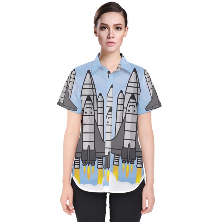 Rocket Shuttle Spaceship Science Women s Short Sleeve Shirt