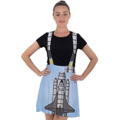 Rocket Shuttle Spaceship Science Velvet Suspender Skater Skirt by Wegoenart