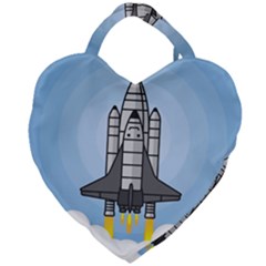 Rocket Shuttle Spaceship Science Giant Heart Shaped Tote by Wegoenart