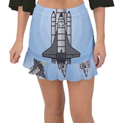 Rocket Shuttle Spaceship Science Fishtail Mini Chiffon Skirt by Wegoenart