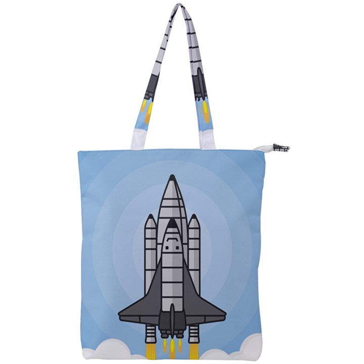 Rocket Shuttle Spaceship Science Double Zip Up Tote Bag