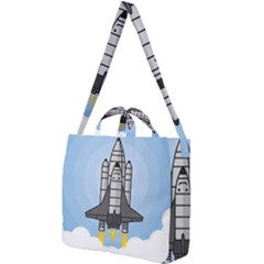 Rocket Shuttle Spaceship Science Square Shoulder Tote Bag by Wegoenart