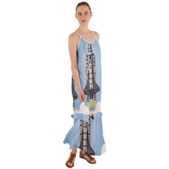 Rocket Shuttle Spaceship Science Cami Maxi Ruffle Chiffon Dress by Wegoenart