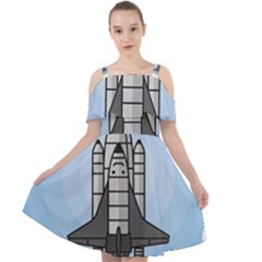 Rocket Shuttle Spaceship Science Cut Out Shoulders Chiffon Dress