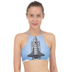 Rocket Shuttle Spaceship Science Racer Front Bikini Top by Wegoenart