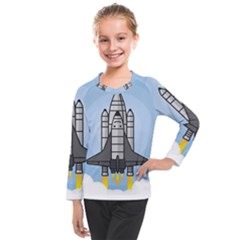 Rocket Shuttle Spaceship Science Kids  Long Mesh Tee