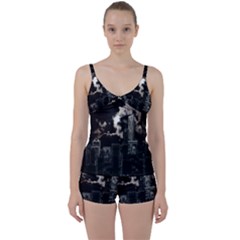 City Night Moon Skyline Skyscraper Tie Front Two Piece Tankini