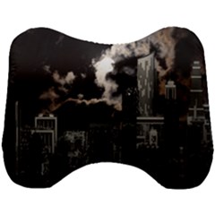 City Night Moon Skyline Skyscraper Head Support Cushion by Wegoenart