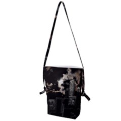 City Night Moon Skyline Skyscraper Folding Shoulder Bag by Wegoenart