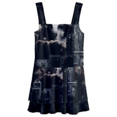 City Night Moon Skyline Skyscraper Kids  Layered Skirt Swimsuit by Wegoenart