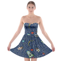 Cat Cosmos Cosmonaut Rocket Strapless Bra Top Dress