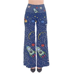 Cat Cosmos Cosmonaut Rocket So Vintage Palazzo Pants by Wegoenart