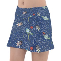 Cat Cosmos Cosmonaut Rocket Tennis Skorts by Wegoenart