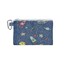 Cat Cosmos Cosmonaut Rocket Canvas Cosmetic Bag (small)