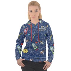 Cat Cosmos Cosmonaut Rocket Women s Overhead Hoodie by Wegoenart