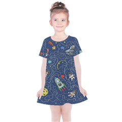 Cat Cosmos Cosmonaut Rocket Kids  Simple Cotton Dress by Wegoenart