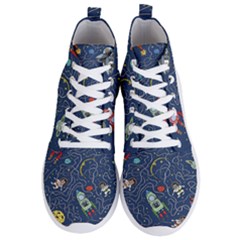 Cat Cosmos Cosmonaut Rocket Men s Lightweight High Top Sneakers by Wegoenart