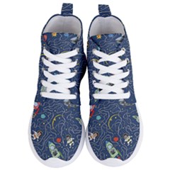 Cat Cosmos Cosmonaut Rocket Women s Lightweight High Top Sneakers by Wegoenart