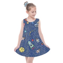 Cat Cosmos Cosmonaut Rocket Kids  Summer Dress by Wegoenart