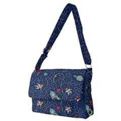 Cat Cosmos Cosmonaut Rocket Full Print Messenger Bag (m) by Wegoenart