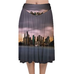 Sydney Australia Travel Oceania Velvet Flared Midi Skirt