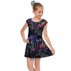 Grunge Paint Splatter Splash Ink Kids  Cap Sleeve Dress by Wegoenart