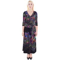 Grunge Paint Splatter Splash Ink Quarter Sleeve Wrap Maxi Dress by Wegoenart