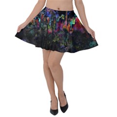 Grunge Paint Splatter Splash Ink Velvet Skater Skirt by Wegoenart