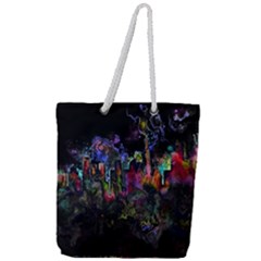 Grunge Paint Splatter Splash Ink Full Print Rope Handle Tote (large) by Wegoenart