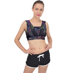 Grunge Paint Splatter Splash Ink V-back Sports Bra by Wegoenart